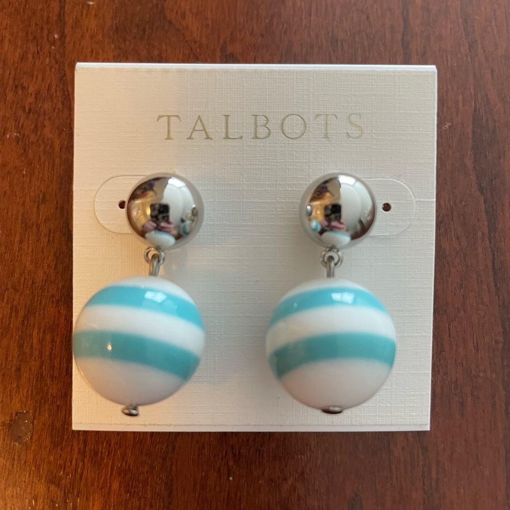 Talbots teal and white earrings
